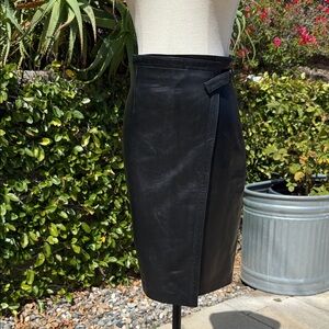 Jean Claude Jitrois 1990s vintage lamb leather midi wrap skirt